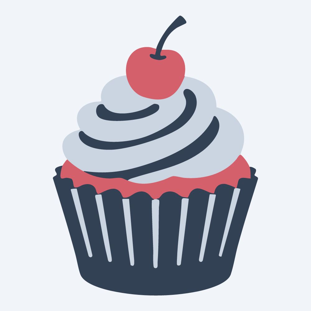 a cupcake 3 color vector