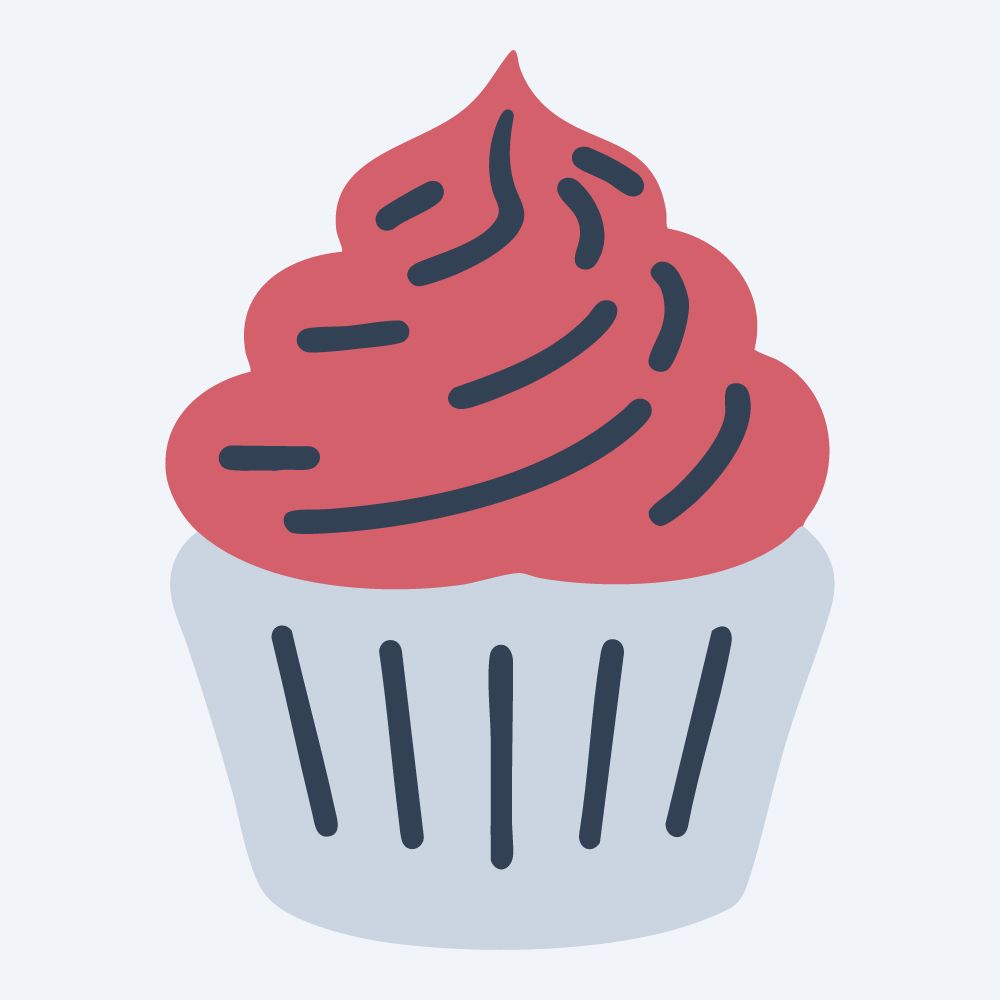 a cupcake 3 color vector