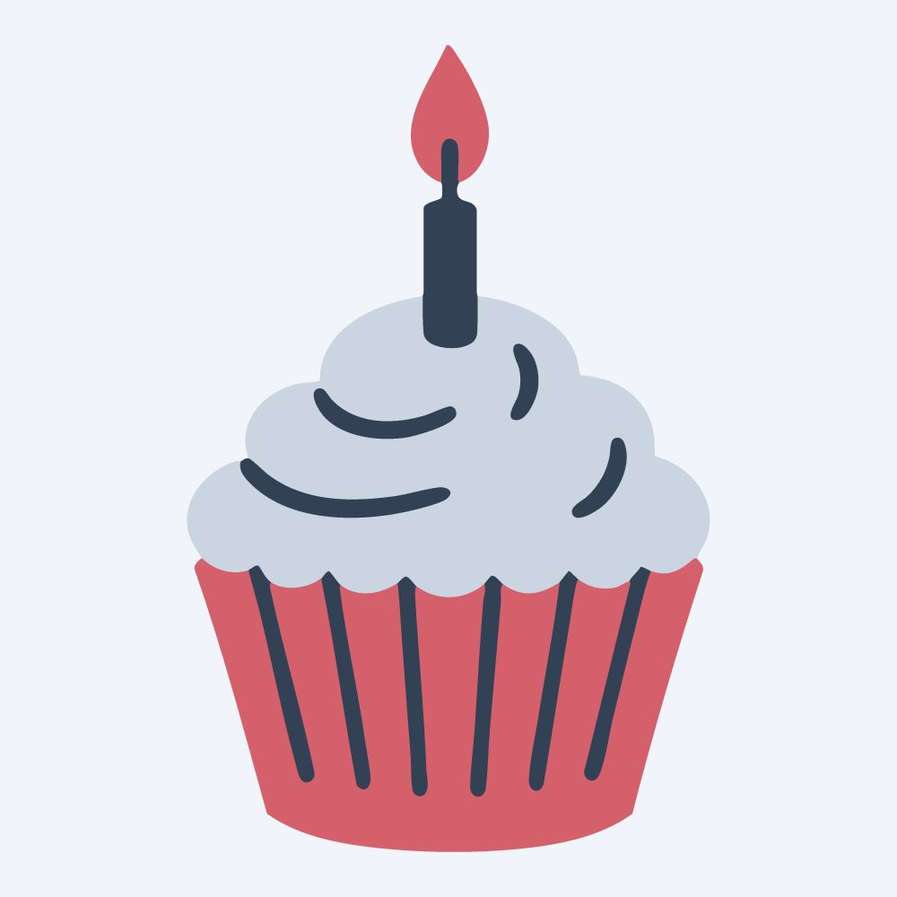 a cupcake 3 color vector